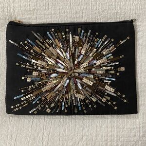 Embellished Black Clutch with Gold Chain- Sfera Femme Collection